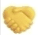 Heart-shaped handshake symbol in yellow.