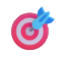 Target with blue dart hitting bullseye.