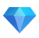 Blue diamond icon on black background.